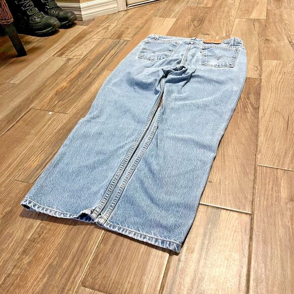 Vintage 90s Distressed Levis 505 Orange Tab Regular Straight Leg Jeans 35 x 30 - Picture 2 of 14